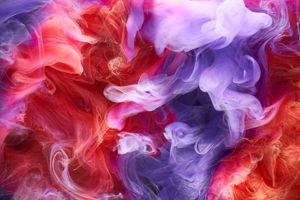 Blauw Rood Kleurrijke Rook Abstracte Achtergrond Acrylverf Onderwater Explosie — Stockfoto