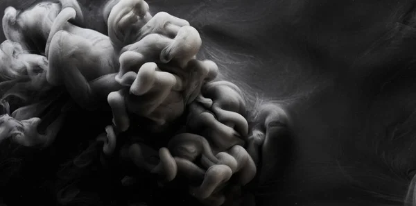 Zwarte Grijze Rook Abstracte Achtergrond Acrylverf Onderwater Explosie Wervelende Inkt — Stockfoto