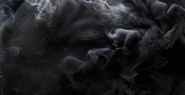 Black Gray Smoke Abstract Background Acrylic Paint Underwater Explosion Swirling — Stock Photo, Image