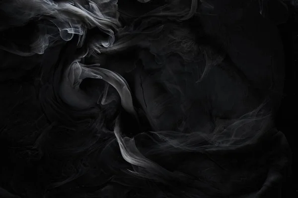 Black Gray Smoke Abstract Background Acrylic Paint Underwater Explosion Swirling — Stock Photo, Image