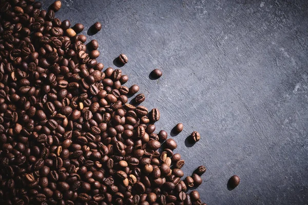 Roasted Coffee Beans Gray Background — Stock Photo, Image