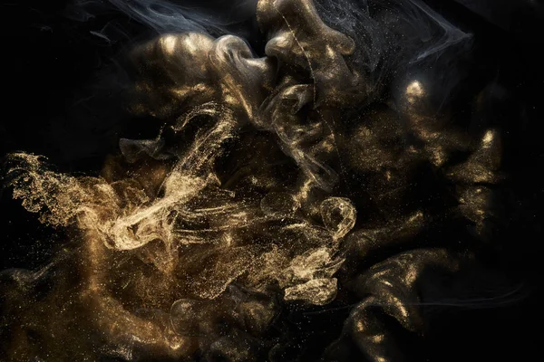 Fondo Abstracto Brillante Dorado Humo Negro Lujo Pintura Acrílica Explosión — Foto de Stock