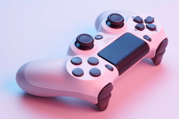 Controlador Videojuegos Blanco Joystick Para Consola Juegos Aislada Sobre Fondo —  Fotos de Stock