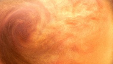 Parlak turuncu arka plan, lüks duman, su altında akrilik boya patlama, kozmik girdap mürekkebi, altın okçu sonbahar