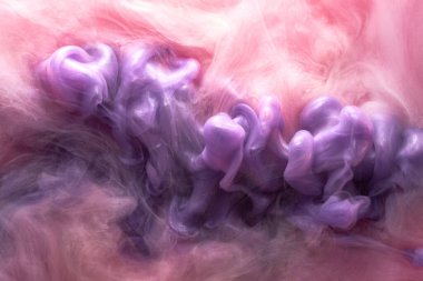 Pembe leylak soyut arka plan, lüks duman, su altında akrilik boya patlama, kozmik girdap mürekkebi