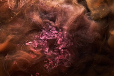 Çok renkli koyu renkli soyut arka plan, lüks siyah duman, su altında akrilik boya patlama, kozmik girdap mürekkebi