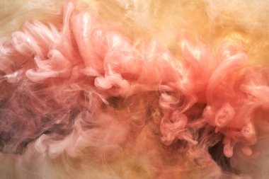 Şeftali rengi soyut arkaplan, lüks renkli duman, akrilik boya sualtı patlaması, kozmik girdap mürekkebi