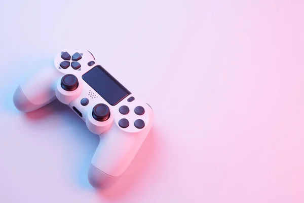 Witte Videogame Controller Joystick Voor Spelcomputer Geïsoleerd Witte Achtergrond Gamer — Stockfoto