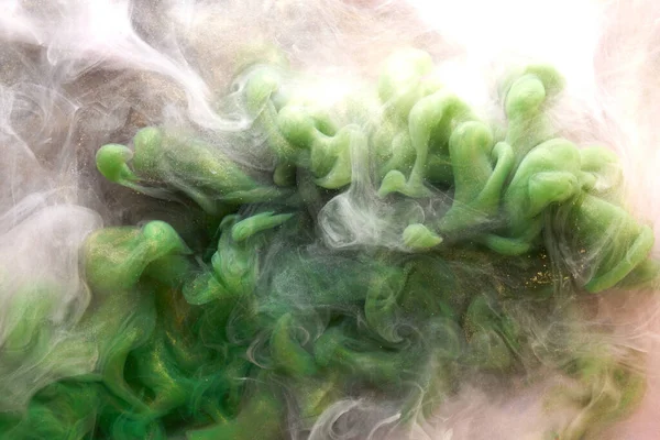 Grüner Abstrakter Hintergrund Luxuriöser Farbiger Rauch Acrylfarbe Unter Wasser Kosmische — Stockfoto