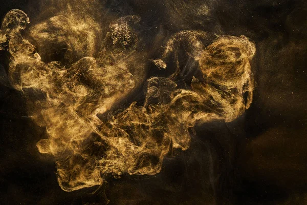 Fondo Abstracto Brillante Dorado Humo Negro Lujo Pintura Acrílica Explosión —  Fotos de Stock