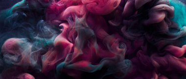 Çok renkli koyu renkli soyut arka plan, lüks siyah duman, su altında akrilik boya patlama, kozmik girdap mürekkebi