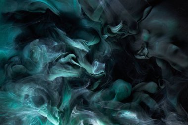 Zümrüt soyut arka plan, lüks duman, su altında akrilik boya patlama, kozmik girdap mürekkebi