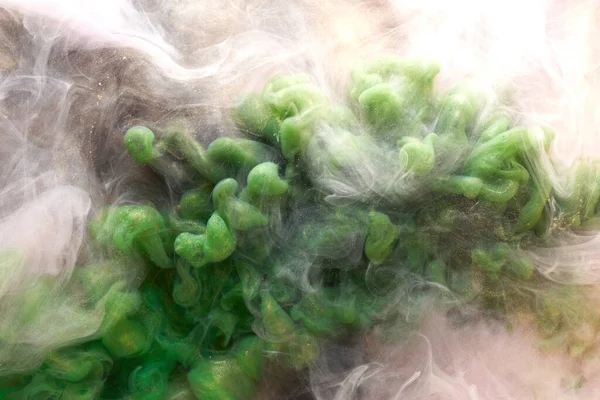 Grüner Abstrakter Hintergrund Luxuriöser Farbiger Rauch Acrylfarbe Unter Wasser Kosmische — Stockfoto