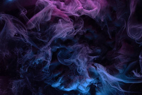 紫色の暗い抽象的な背景 豪華な色の煙 アクリル塗料水中爆発 宇宙渦巻くインク — ストック写真