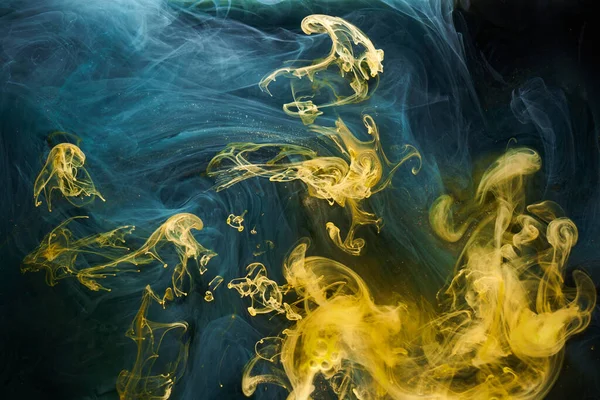 Fondo Abstracto Oscuro Amarillo Humo Color Lujo Pintura Acrílica Explosión — Foto de Stock