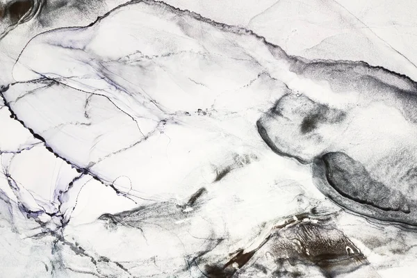 Alkohol Tinte Abstrakten Schwarz Weißen Hintergrund Kontrastierende Acrylfarben Wellen Wasser — Stockfoto