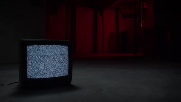 Retro Television Static Filmed Using Old Tube Television Set Macro — Vídeo de stock