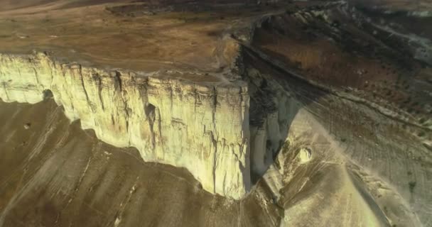 Kaya Roca Blanca Península Crimea Vista Aérea Cordillera Con Una — Vídeo de stock