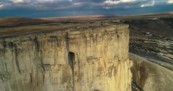 Kaya Witte Rots Krim Schiereiland Uitzicht Vanuit Lucht Bergketen Met — Stockvideo