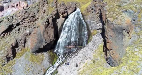 Beautiful Waterfall Mountain Gorge Caucasus Landscape Wild Nature North Caucasus — Stock Video