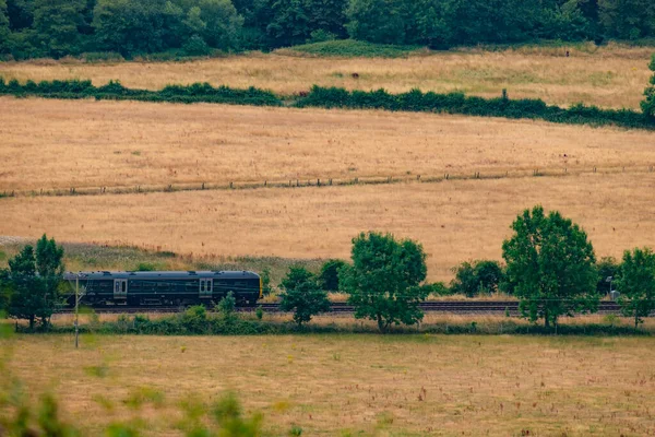 Train Passing Fields Surrey 2022 Drought — Stock Photo, Image