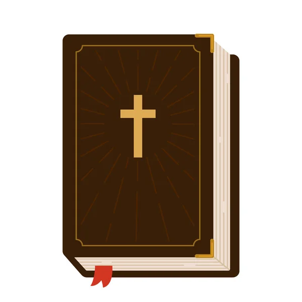 Icône Livre Bible Sainte Avec Signet Illustration Vectorielle Plate Isolée — Image vectorielle