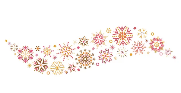 Серый Вихрь Золотых Снежинок Звезд Новогодний Элемент Плоский Вектор Иллюстрации — стоковый вектор