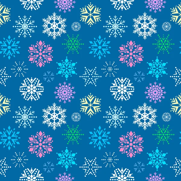 抽象的な幾何学的雪片が光の背景に落ちます 印刷のためのシームレスなパターン 新年とクリスマスのコンセプト ベクターイラスト — ストックベクタ