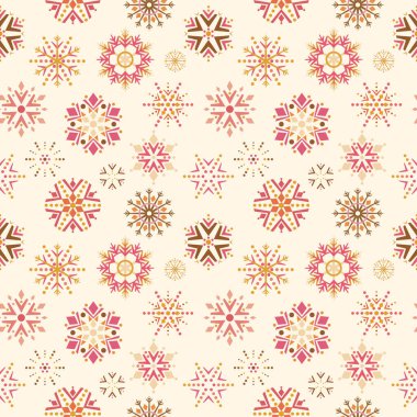 Soyut geometrik kar taneleri açık arkaplana düşüyor. Parmak izi için kusursuz desen. Yeni yıl ve Xmas konsepti. vektör illüstrasyonu