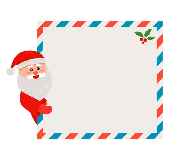 Brief Den Weihnachtsmann Mit Weihnachtlichem Element Neujahrs Und Weihnachtskonzept Flache — Stockvektor