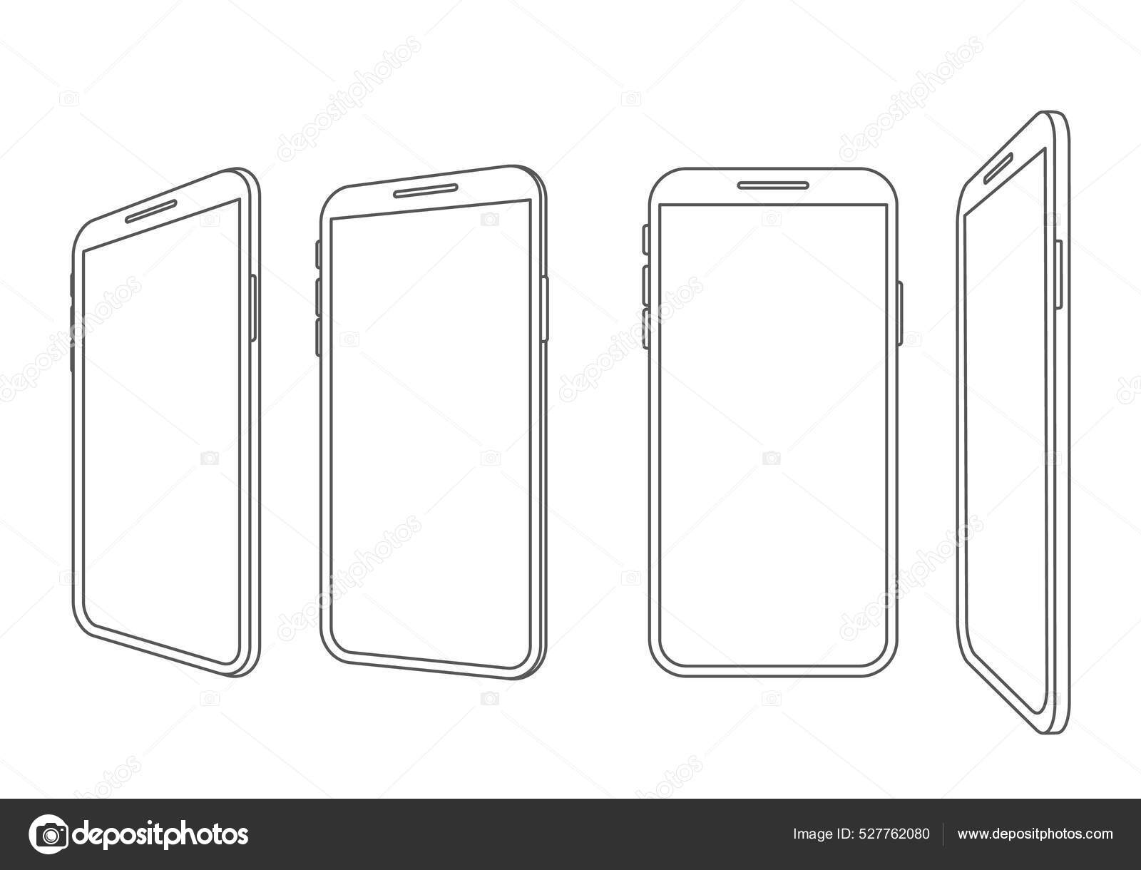 Set Modern Phones Linear Style Mobile Smartphone Flat Icon