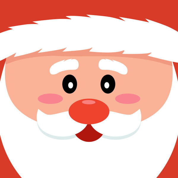 веселое лицо Санта-Клауса в шляпе и бороде. векторная иллюстрация на красном фоне. Новый год и Рождество