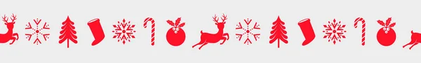 Barevné Bezešvé Hranice Veselé Vánoce Šťastný Nový Rok Ikony Vánoční — Stockový vektor