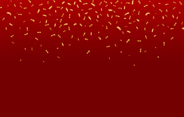 Золотистые Яркие Конфетти Изолированы Красном Фоне Праздничная Векторная Иллюстрация Новый — стоковый вектор
