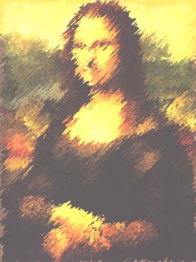 Leonardo Davinci Mona Lisa 'nın resminin soyut bir versiyonu. vektör illüstrasyonu