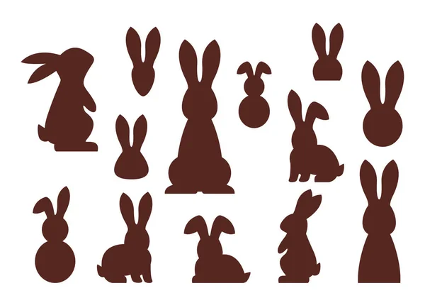 Paskalya Tavşanları Beyaz Arka Planda Siyah Bir Siluet Mutlu Paskalyalar — Stok Vektör