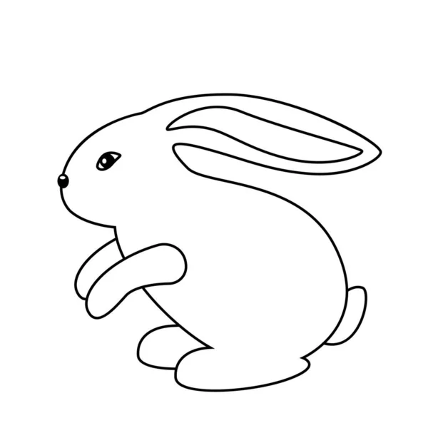 Lapin Mignon Dans Style Linéaire Illustration Vectorielle Isolée Sur Fond — Image vectorielle