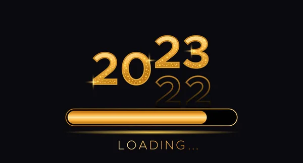 Happy New Year Banner 2023 Loading Holiday Vector Illustration Golden — Vector de stock