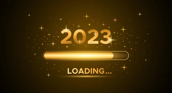 Happy New Year Banner 2023 Loading Holiday Vector Illustration Golden — Wektor stockowy