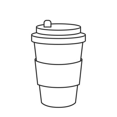 mockup of a large glass for hot drinks. cardboard cup for coffee in a linear style. flat vector illustration