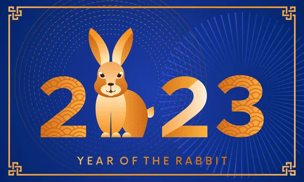 Capodanno Cinese 2023 Anno Del Coniglio Della Lepre Simpatico Coniglio — Vettoriale Stock