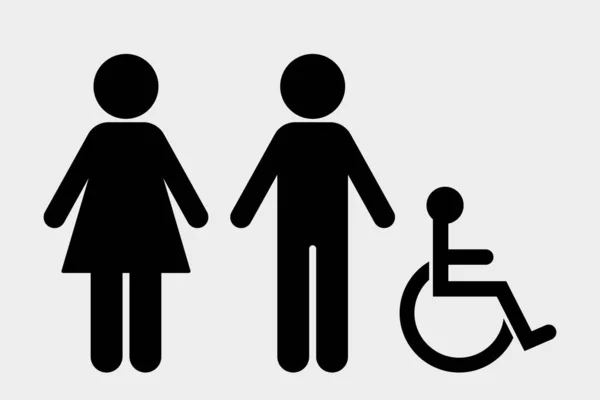 Tuvalet Ikonu Vektörü Tekerlekli Sandalyedeki Erkek Kadın Özürlü Kişi Vektör Stok Illüstrasyon