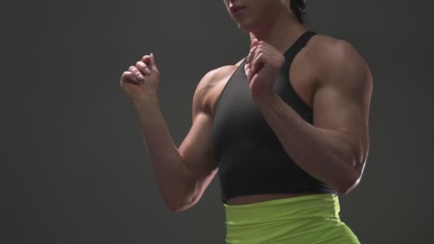 Muskelbetontes Bodybuildertraining Fitnessstudio Sport Und Gesundheitskonzept — Stockvideo