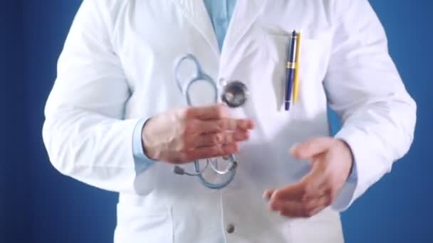 Доктор Жестикулирует Руками Банки Концепция Медицины Здравоохранения — стоковое видео