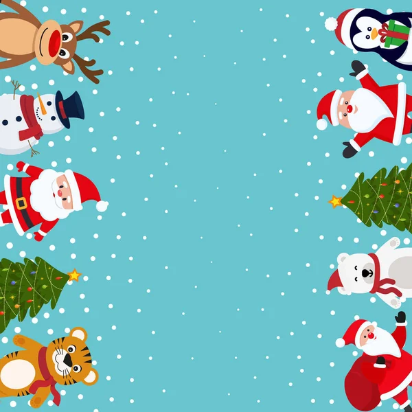 Fundo Natal Festivo Vetorial Belo Postal Boneco Neve Papai Noel —  Vetores de Stock