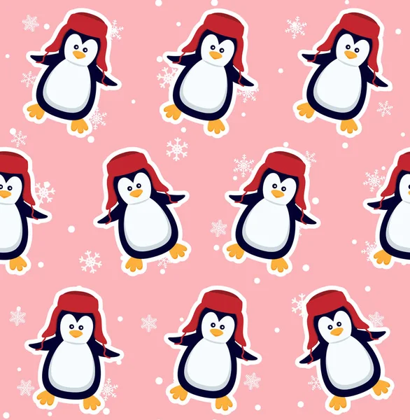 Patrón Sin Costuras Los Pingüinos Lindos Pingüinos Bebé Ropa Invierno — Vector de stock