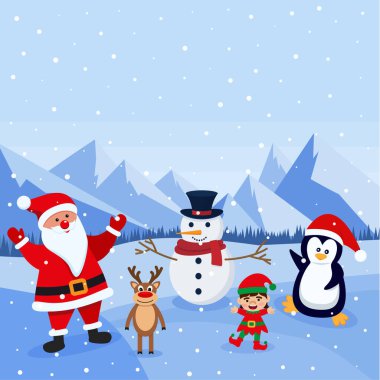 Şirin Noel Baba 'nın vektör çizimi. Noel tebrik kartı vektör illüstrasyon tasarımı Eps 10
