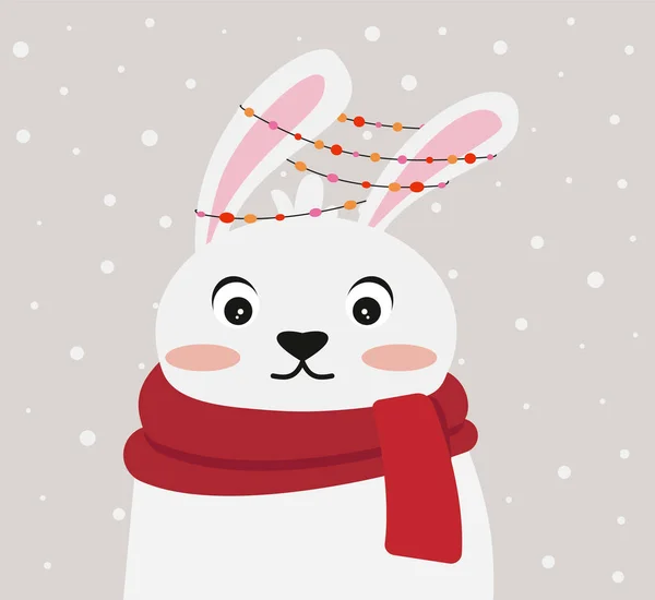 用一只可爱的兔子和一根棒棒糖作为新年和圣诞节的矢量插图 理想的海报 纺织品 Eps — 图库矢量图片