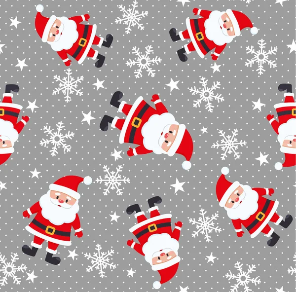 Vánoční Bezešvé Vzor Santa Claus Sněhové Vločky Pro Tisk Web — Stockový vektor