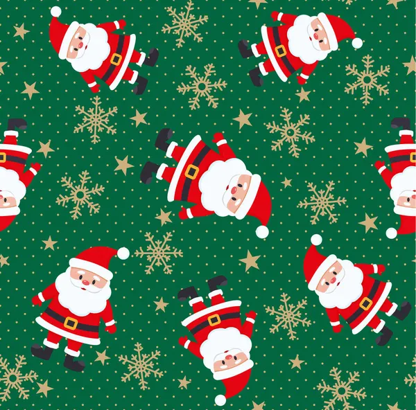 Різдвяний Безшовний Візерунок Санта Клаусі Сніжинки Друку Веб Дизайну Eps — стоковий вектор